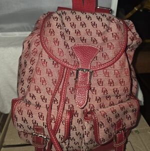 Dooney & Bourke Pink/red Monogram Canvas Backpack